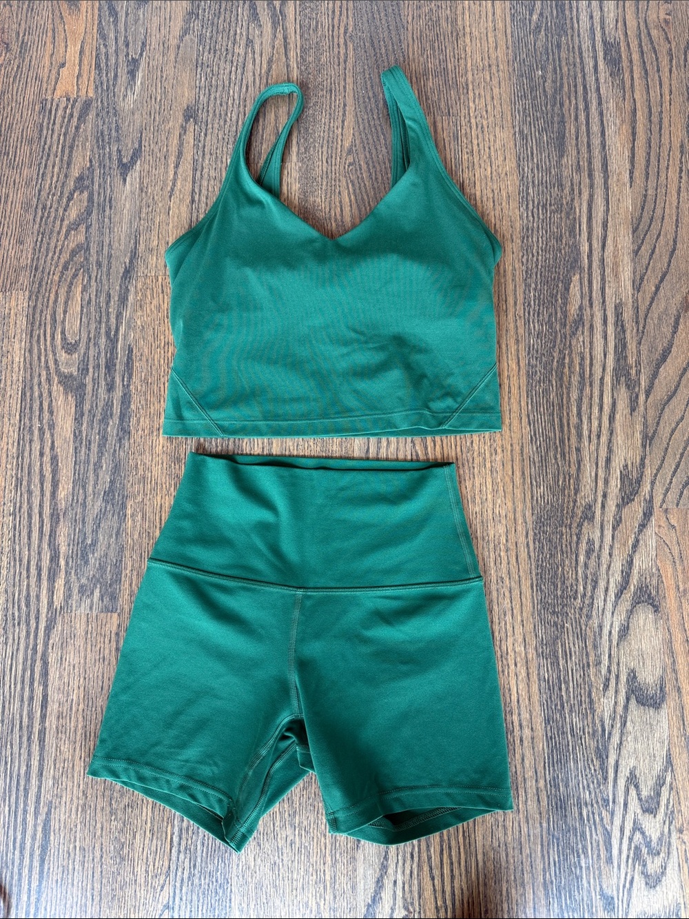 Matching Set Lululemon Align Tank & Align Shorts 5” Everglade Green EUC - Picture 16 of 17